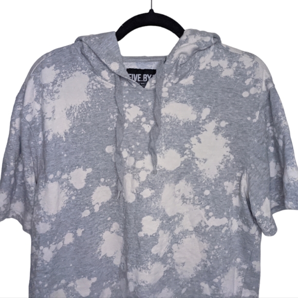 Five By Five by Master Piece Gray Splatter Print Short Sleeve Hoodie 🩶🎨 - Picture 5 of 10
